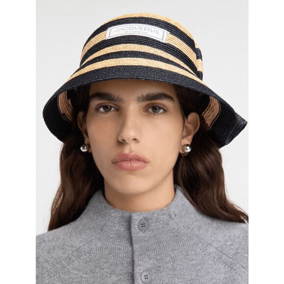 JACQUEMUS La Chapeau Vela Raffia Bucket Hat In Multicolor Size 62 $400